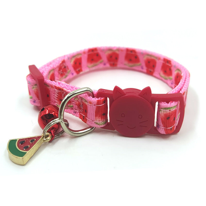 Stylish Adjustable Nylon Pet Collar – Available in Strawberry, Cherry, Avocado, Watermelon, and Pineapple Colors