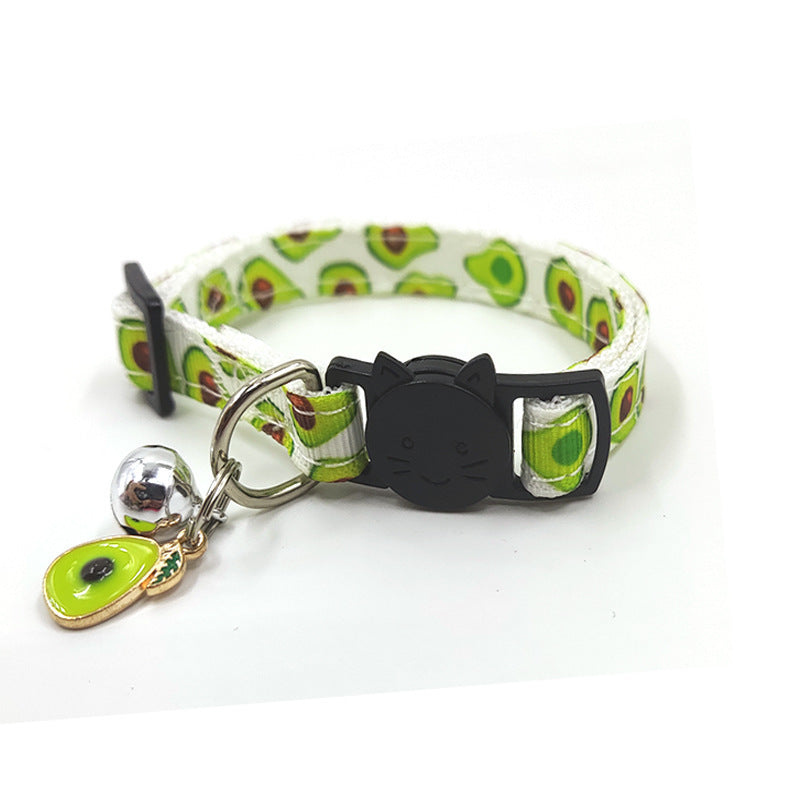 Stylish Adjustable Nylon Pet Collar – Available in Strawberry, Cherry, Avocado, Watermelon, and Pineapple Colors