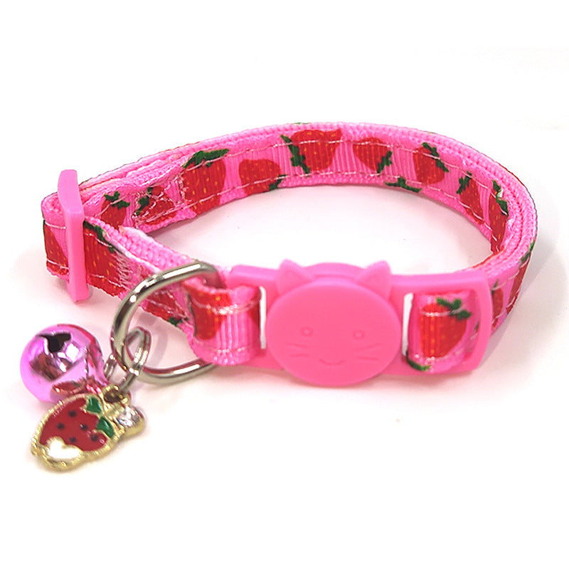 Stylish Adjustable Nylon Pet Collar – Available in Strawberry, Cherry, Avocado, Watermelon, and Pineapple Colors