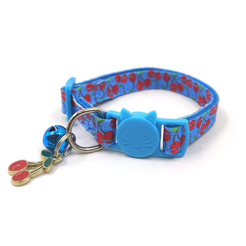 Stylish Adjustable Nylon Pet Collar – Available in Strawberry, Cherry, Avocado, Watermelon, and Pineapple Colors