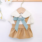 Khaki Bowknot Dog Dress – Cute Pet Outfit for Small & Medium Dogs | Stylish Puppy Clothes