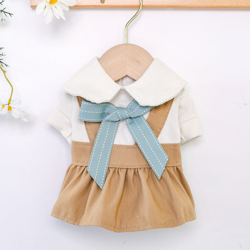 Khaki Bowknot Dog Dress – Cute Pet Outfit for Small & Medium Dogs | Stylish Puppy Clothes