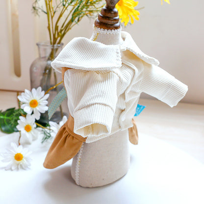 Khaki Bowknot Dog Dress – Cute Pet Outfit for Small & Medium Dogs | Stylish Puppy Clothes