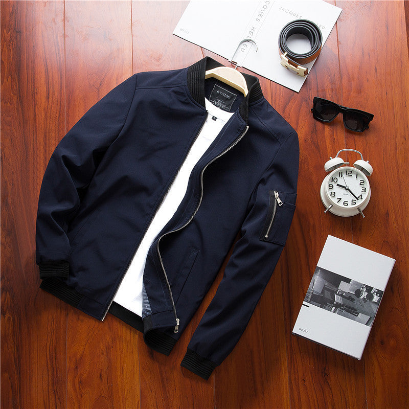 Men’s Casual Zipper Jacket – Lightweight Plain Fit Outerwear | Stylish No-Collar Coat for Daily Wear & Outdoor Activitie