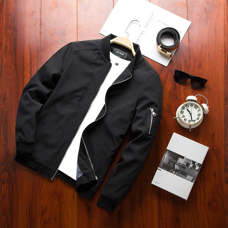 Men’s Casual Zipper Jacket – Lightweight Plain Fit Outerwear | Stylish No-Collar Coat for Daily Wear & Outdoor Activitie
