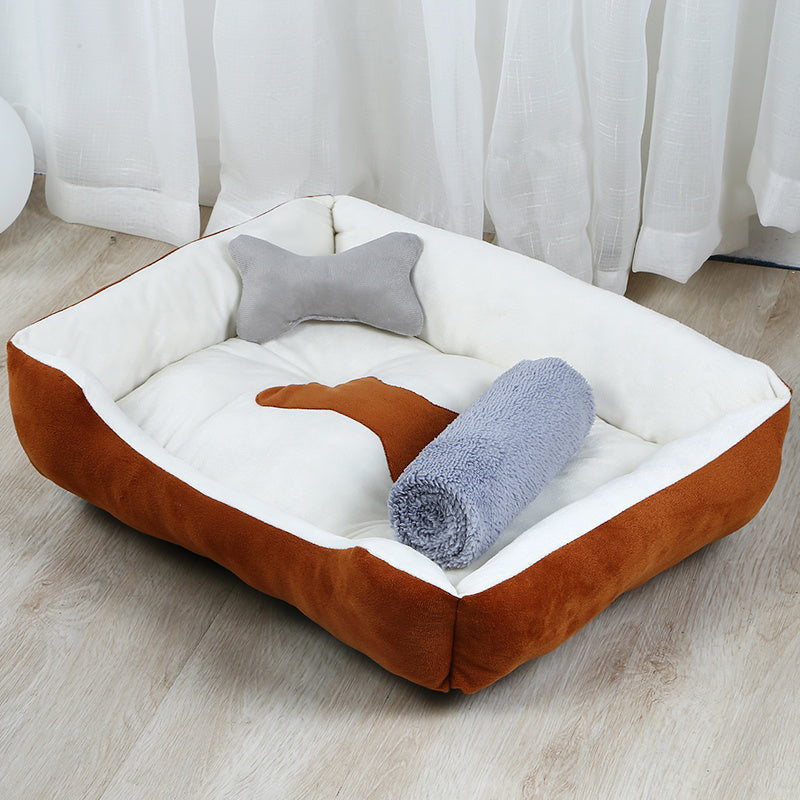 Premium Soft Dog Bed – Cozy Washable Pet Sleeping Mat for Small & Medium Dogs – Anti-Slip, Plush Cushion in Grey & Brown