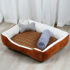 Premium Soft Dog Bed – Cozy Washable Pet Sleeping Mat for Small & Medium Dogs – Anti-Slip, Plush Cushion in Grey & Brown