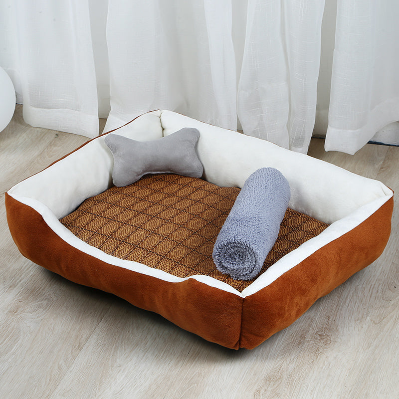 Premium Soft Dog Bed – Cozy Washable Pet Sleeping Mat for Small & Medium Dogs – Anti-Slip, Plush Cushion in Grey & Brown