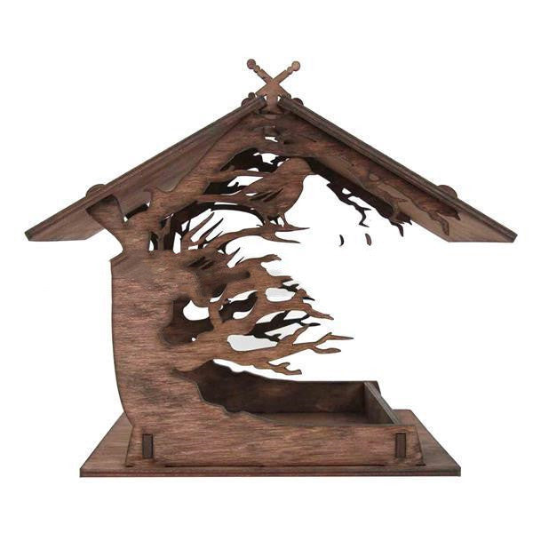 Houten voederbak voor buiten in de tuin - Decoratieve hangende voederbak voor in de tuin