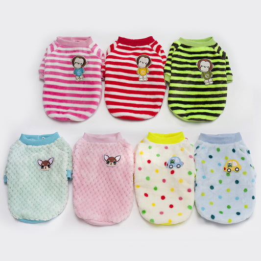 Cute Soft Coral Fleece Dog Clothes - Warm, Cozy Two-Legged Pet Apparel for Autumn & Winter