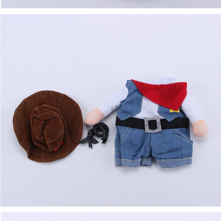 Pet Denim Cowboy Outfit – Funny Role-Playing Costume for Cats