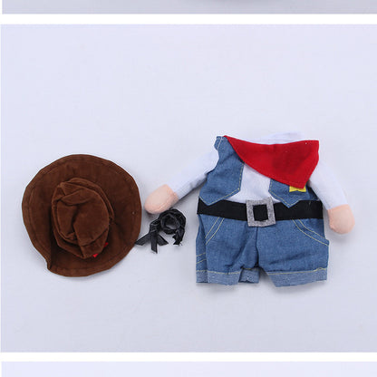 Pet Denim Cowboy Outfit – Funny Role-Playing Costume for Cats