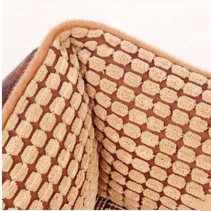 Luxury Kennel Dog Bed with Free Bone, Blanket, and Summer Mat - Suede & PPCotton Pet Nest