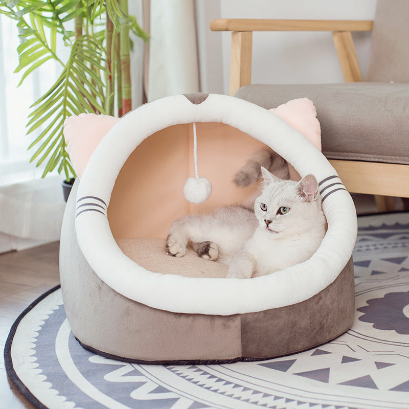 Cute Animal Plush Toys for Cats - Soft & Cozy Bedding Mat for Small Cats (Up to 6 Kg) - Pink Mickey, Camel, Grey Squirrel, Flat Head & Pink Ear Cat Designs