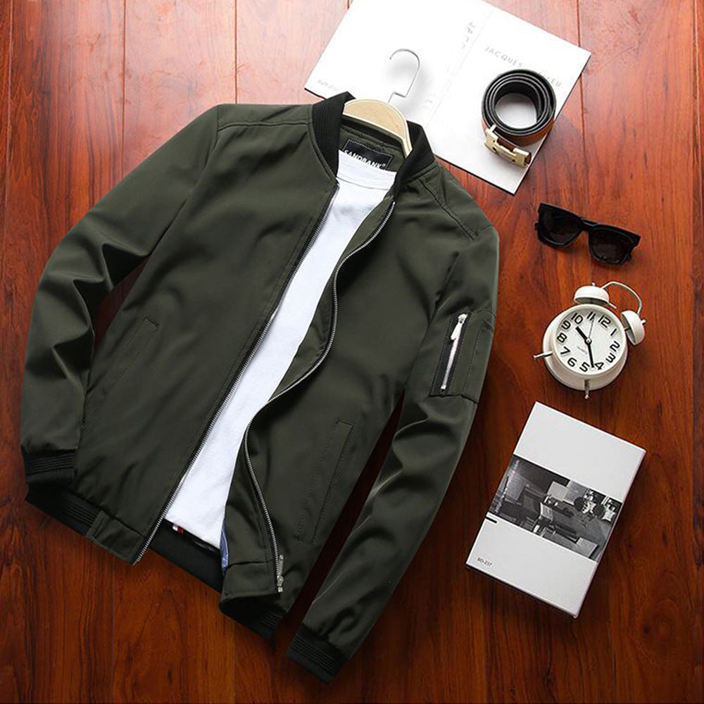 Men’s Casual Zipper Jacket – Lightweight Plain Fit Outerwear | Stylish No-Collar Coat for Daily Wear & Outdoor Activitie