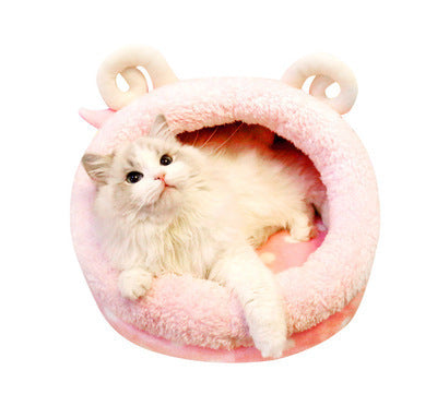 Cama de felpa acogedora para mascotas: nido cálido y lavable para gatos y perros pequeños 