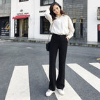 High-Waist Zip-Detail Wide-Leg Trousers