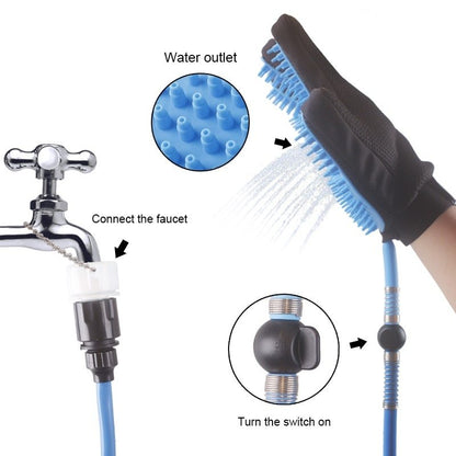 Professional Pet Bathing and Massaging Shower Sprayer with Gloves – Adjustable Handheld Dog, Cat & Horse Grooming Tool
