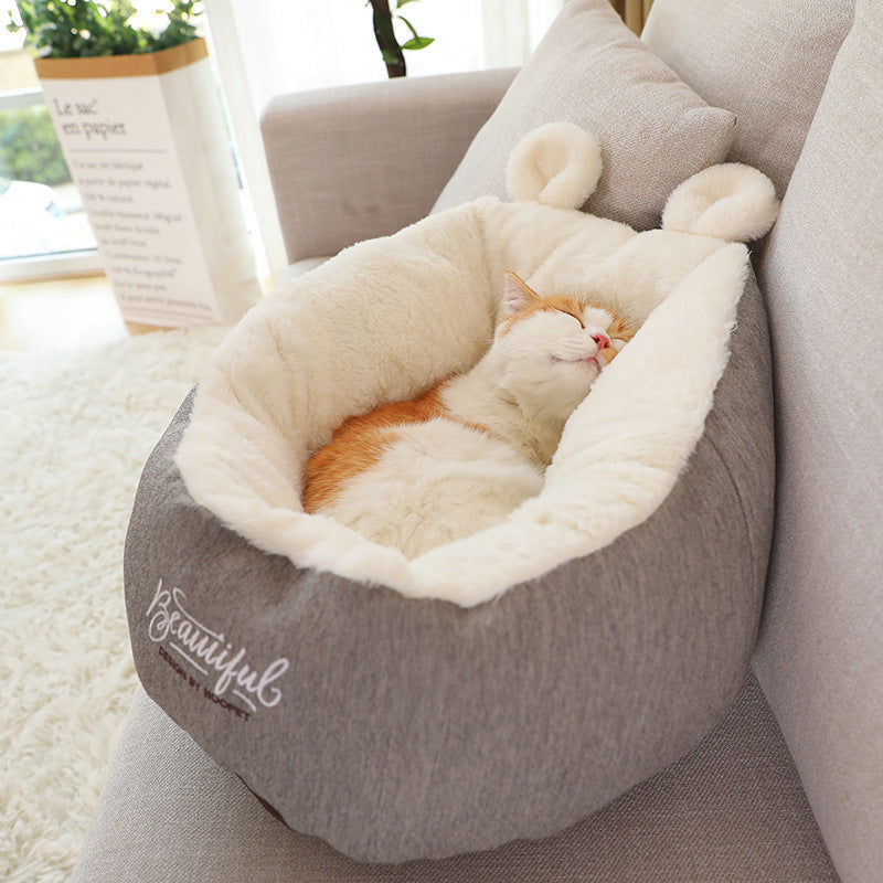 Cama cálida y acogedora para perros: saco de dormir suave con cojín para cachorros y pequeños