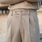Mid-Waist Drawstring Straight Trousers