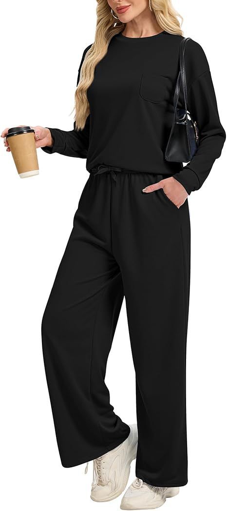Women’s Korean Casual Two-Piece Co-ord Set – Drawstring Top & Full-Length Trousers