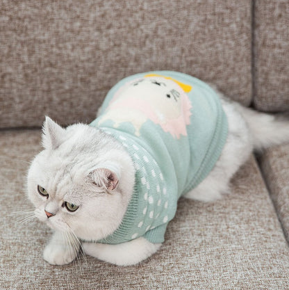 Cozy Wool Pet Sweater - Cute Animal Designs for Cats