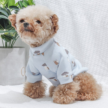 Cute Polyester Pet Hoodie - Soft and Cozy, Available in Pink and Blue