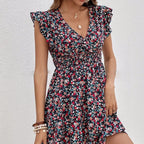Women's Short Sleeve Mid-Waist Dress – Lightweight Summer Style in Printed Colors