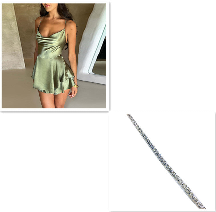 Women's Sleeveless A-Line Backless Dress – Elegant Sling Style in Multiple Colors
