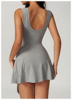 Women’s Solid Color Fitness & Running Dress – Stylish Activewear for Everyday Comfort