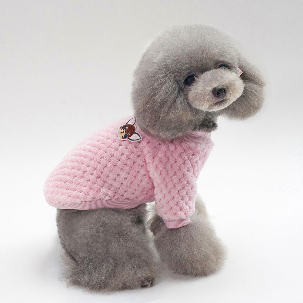 Cute Soft Coral Fleece Dog Clothes - Warm, Cozy Two-Legged Pet Apparel for Autumn & Winter