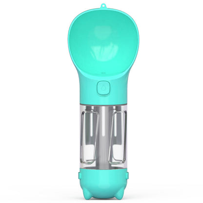 Portable Pet Water Bottle with Food Container & Waste Bag Dispenser – 300ML/500ML Travel Dog Water Dispenser