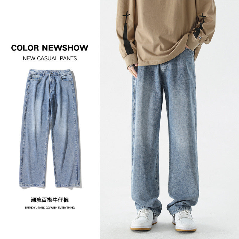 Mid-Waist Straight-Fit Cotton Jeans