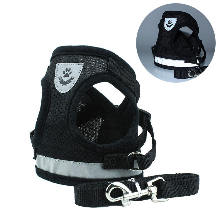 Adjustable Breathable Pet Harness with Leash Set – No Pull Dog Vest for Small, Medium, and Large Dogs