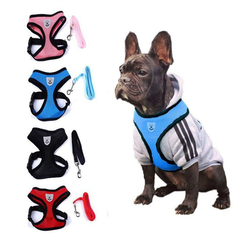 Adjustable Breathable Pet Harness with Leash Set – No Pull Dog Vest for Small, Medium, and Large Dogs
