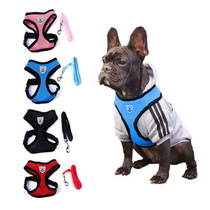 Adjustable Breathable Pet Harness with Leash Set – No Pull Dog Vest for Small, Medium, and Large Dogs