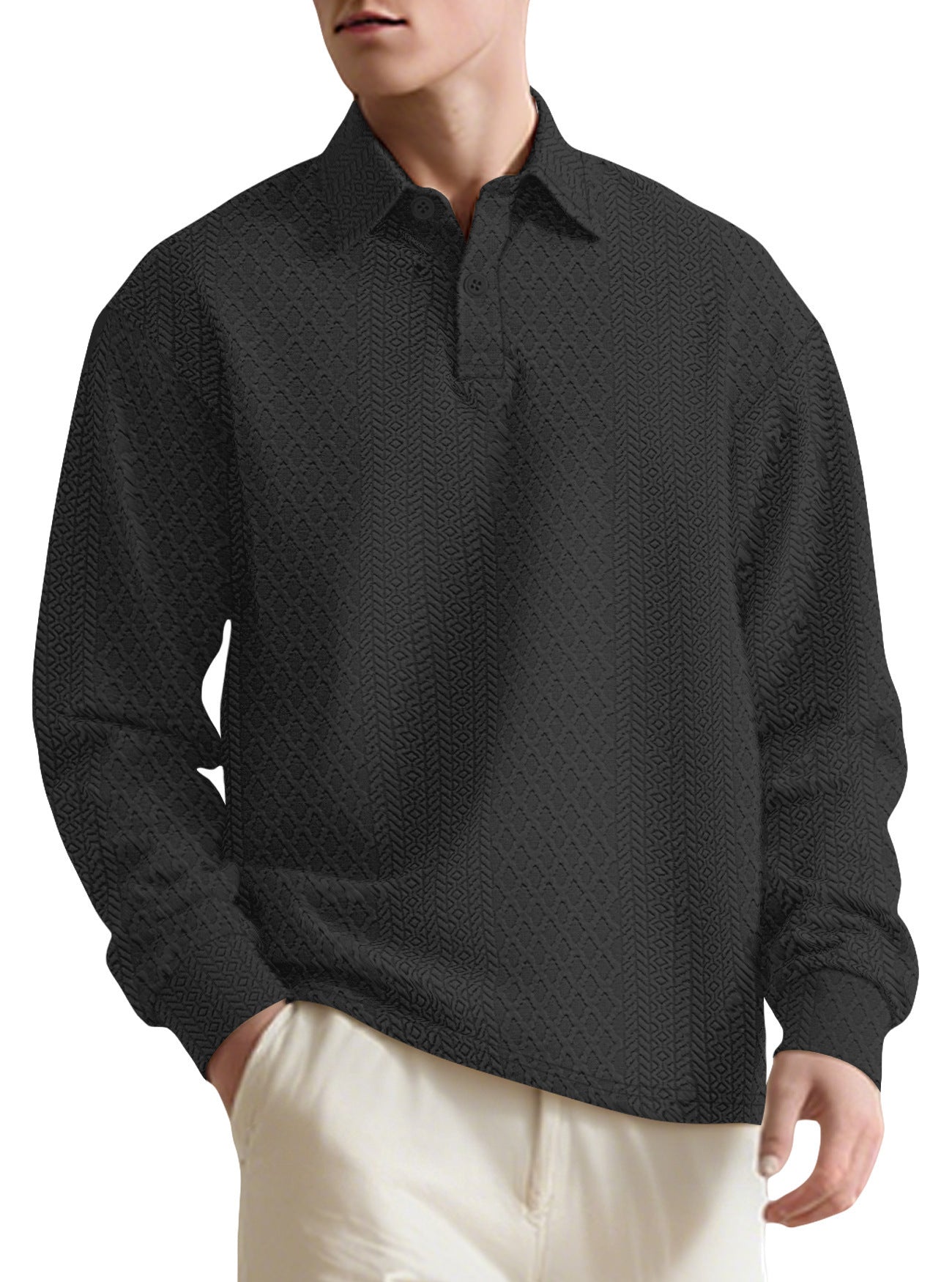 Men’s Casual Loose-Fit Pullover Sweater – Lightweight Long Sleeve Crewneck | Soft Polyester Knitwear for Everyday Wear