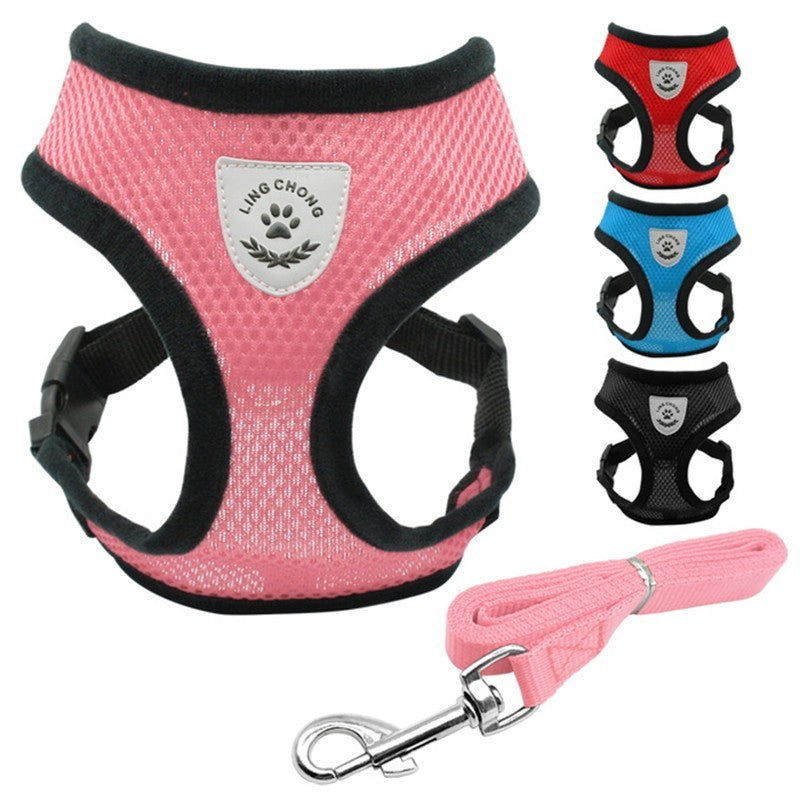 Adjustable Breathable Pet Harness with Leash Set – No Pull Dog Vest for Small, Medium, and Large Dogs