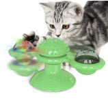 Interactive Cat Toy with Suction Base and Luminous Balls - Catnip Windmill Educational Play for Cats