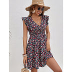 Women's Short Sleeve Mid-Waist Dress – Lightweight Summer Style in Printed Colors