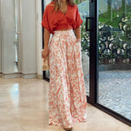 Women’s Solid Color Long Sleeve Polyester Pantsuit – Elegant Two-Piece Trousers Set