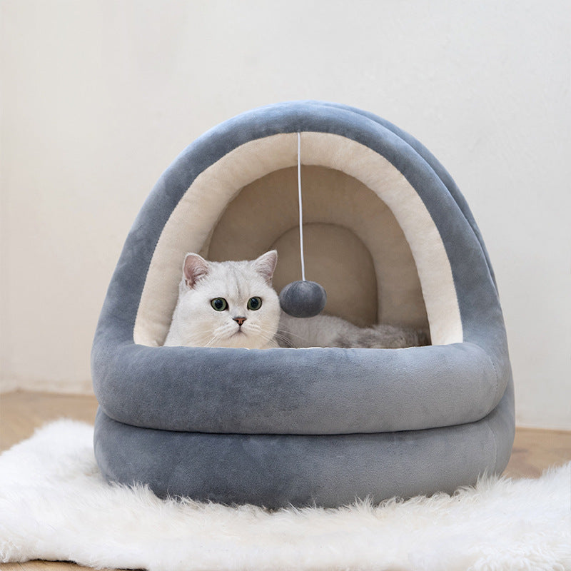 Cozy Crystal Velvet Pet Bed – Soft, Warm, and Comfortable Sleeping Nest for Cats & Small Dogs