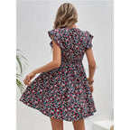 Women's Short Sleeve Mid-Waist Dress – Lightweight Summer Style in Printed Colors