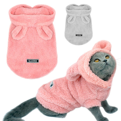 Cotton Cat Coat - Soft and Stylish Pet Apparel in Gray, Pink, and Apricot | Available in Multiple Sizes