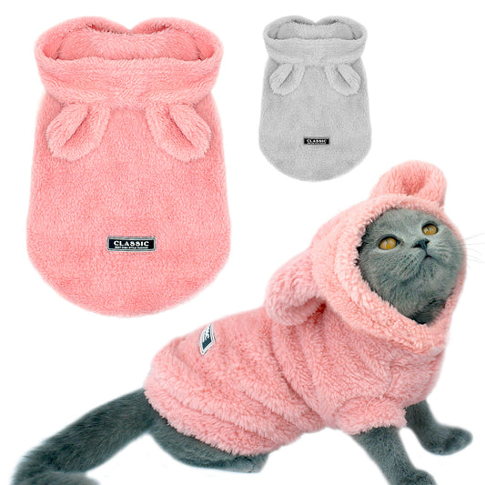 Cotton Cat Coat - Soft and Stylish Pet Apparel in Gray, Pink, and Apricot | Available in Multiple Sizes