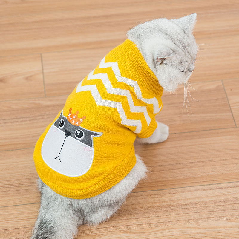 Cozy Wool Pet Sweater - Cute Animal Designs for Cats