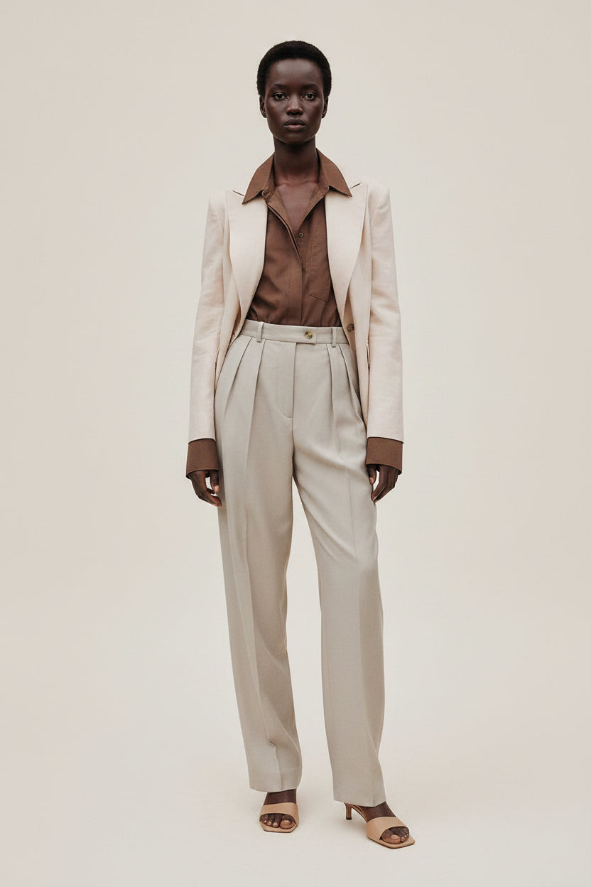 Women's Suit Pants Straight High Waist Casual Trousers Drape Trousers