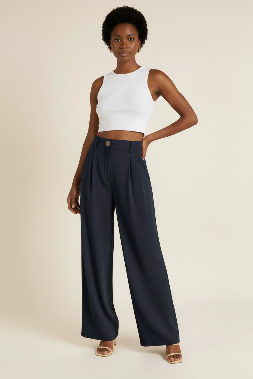 High-Waist Wide-Leg Trousers
