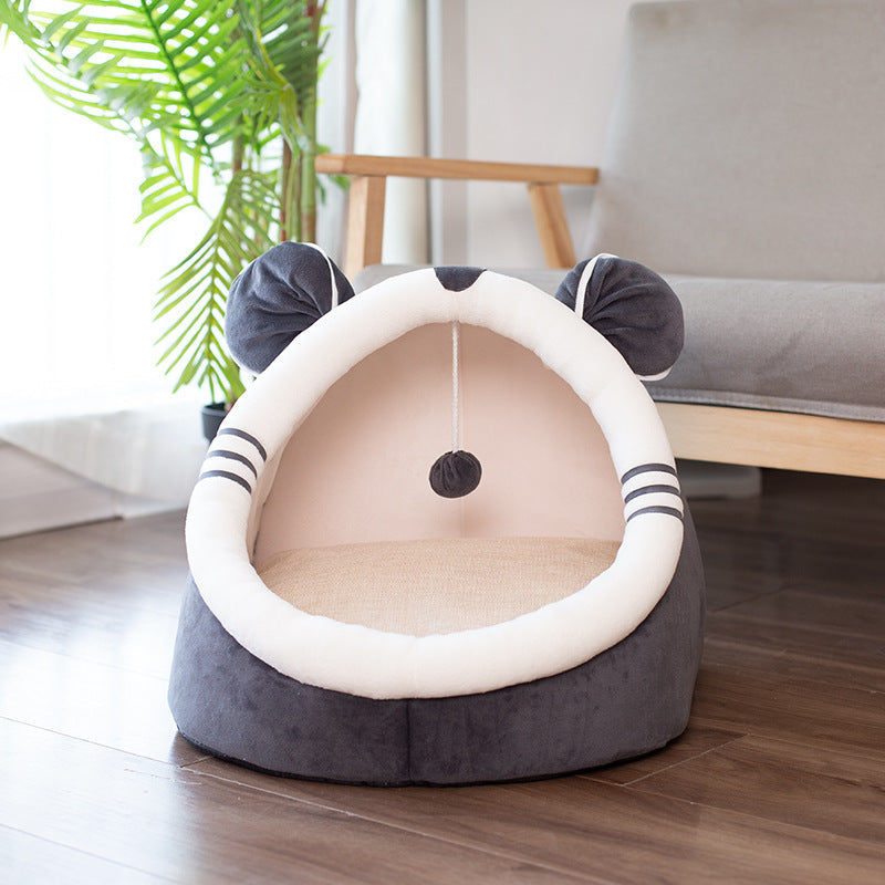 Cute Animal Plush Toys for Cats - Soft & Cozy Bedding Mat for Small Cats (Up to 6 Kg) - Pink Mickey, Camel, Grey Squirrel, Flat Head & Pink Ear Cat Designs