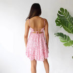 Women’s High Waist Sleeveless Pullover Dress – Pink & Dark Red Summer Casual Dress